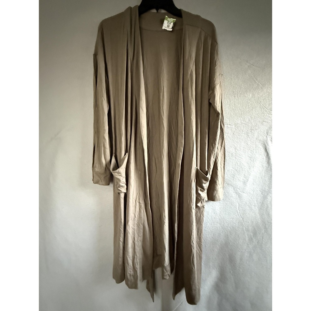 Nuuds Cardigan Sweater‎ Womens XS/S Brown Long Duster Open Front Pockets Knit